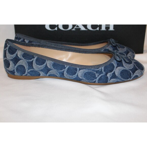 COACH WOME'S‎ ABIGAIL SIGNATURE C DENIM BLUE BALLET FLATS NIB - Picture 3 of 5